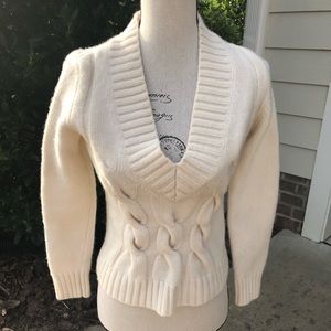 J. Crew Ivory Wool Pullover Sweater